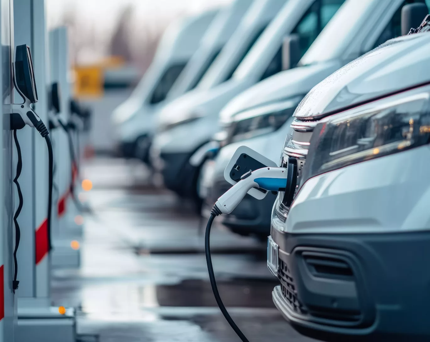 Aufladen der Elektrofahrzeugflotte im Logistikzentrum