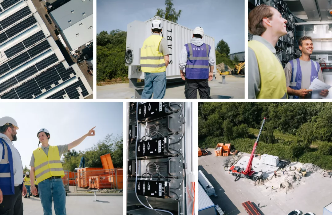 Pressefoto und Foto Collage zu integrierten Energielösungen Batteriespeicher und PV bei Giga Coating und System Trailers